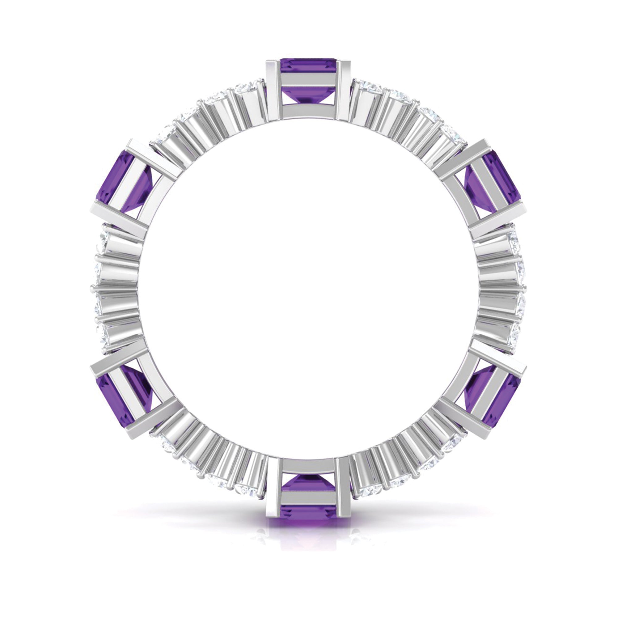 Natural Amethyst and Moissanite Eternity Ring Amethyst - ( AAA ) - Quality - Rosec Jewels