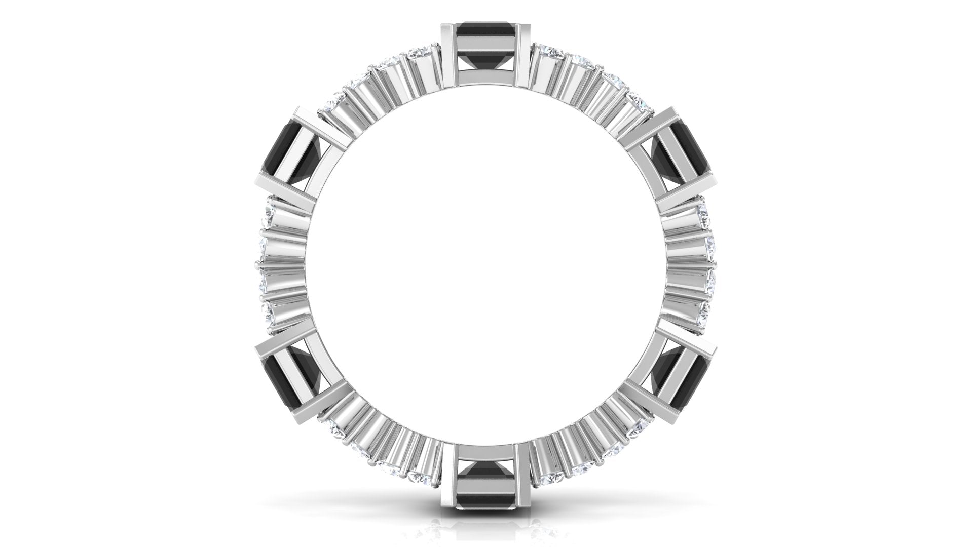 Black Spinel and Moissanite Designer Eternity Ring Black Spinel - ( AAA ) - Quality - Rosec Jewels