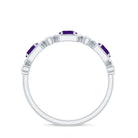 Oval Amethyst and Diamond Half Eternity Ring Amethyst - ( AAA ) - Quality - Rosec Jewels