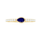 Real Blue Sapphire East West Promise Ring with Diamond Blue Sapphire - ( AAA ) - Quality - Rosec Jewels