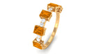 Genuine Citrine and Diamond Semi Eternity Ring in Prong Setting Citrine - ( AAA ) - Quality - Rosec Jewels