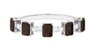 Half Eternity Ring with Smoky Quartz and Diamond Smoky Quartz - ( AAA ) - Quality - Rosec Jewels