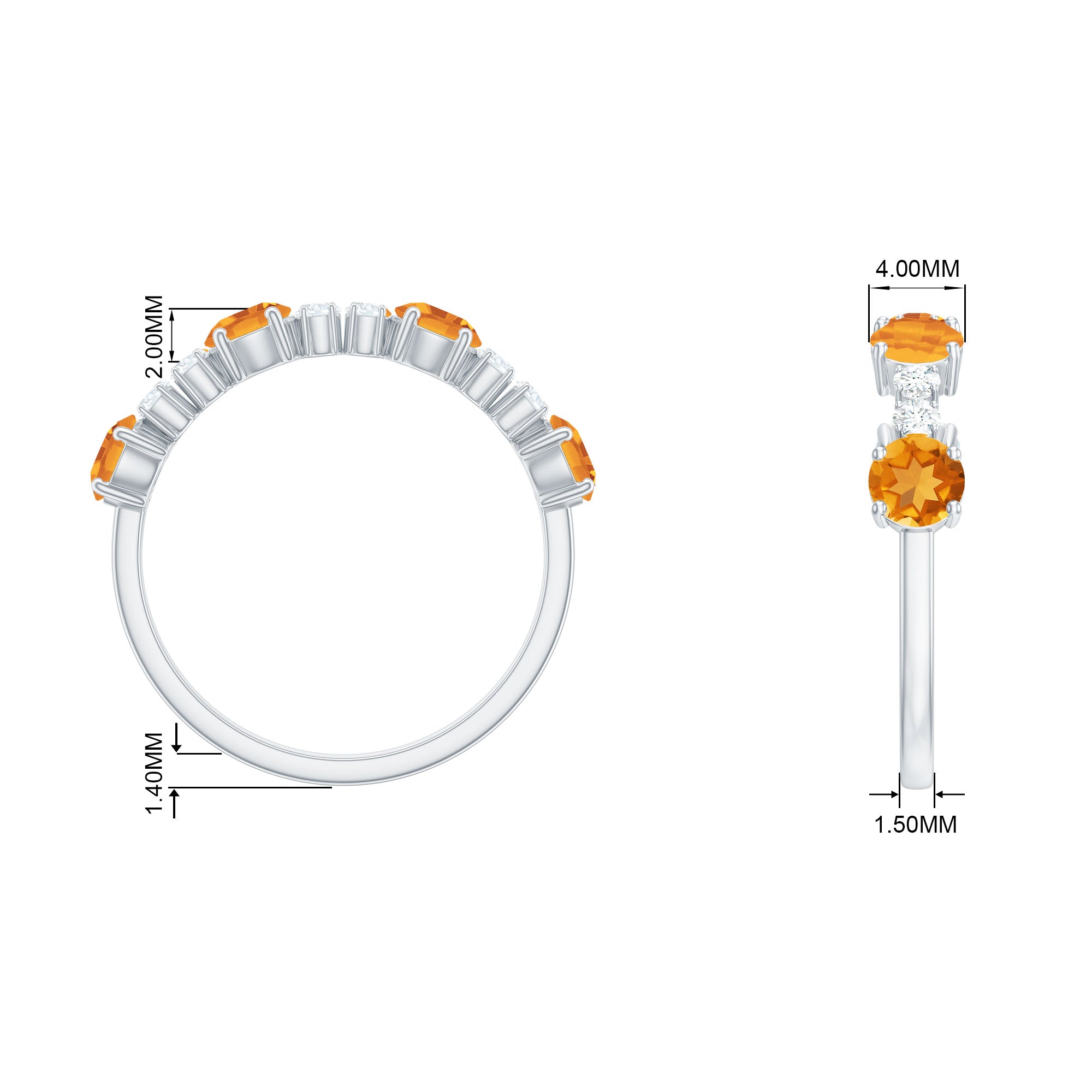 Natural Citrine and Diamond Alternate Style Eternity Anniversary Ring Citrine - ( AAA ) - Quality - Rosec Jewels