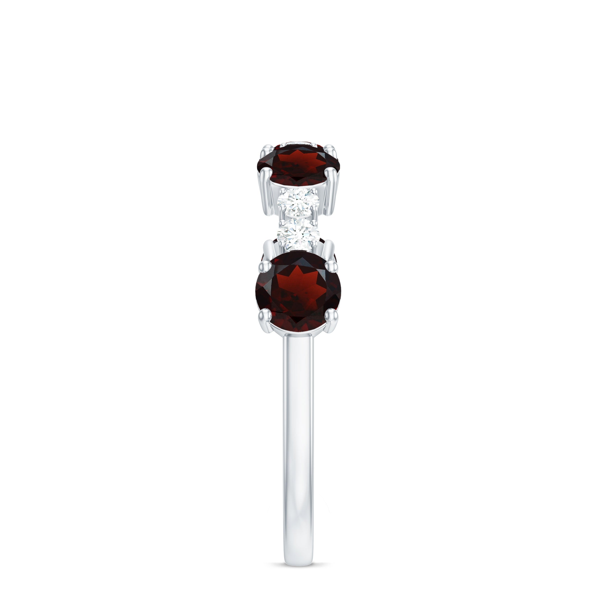 Natural Garnet and Diamond Half Eternity Ring Garnet - ( AAA ) - Quality - Rosec Jewels