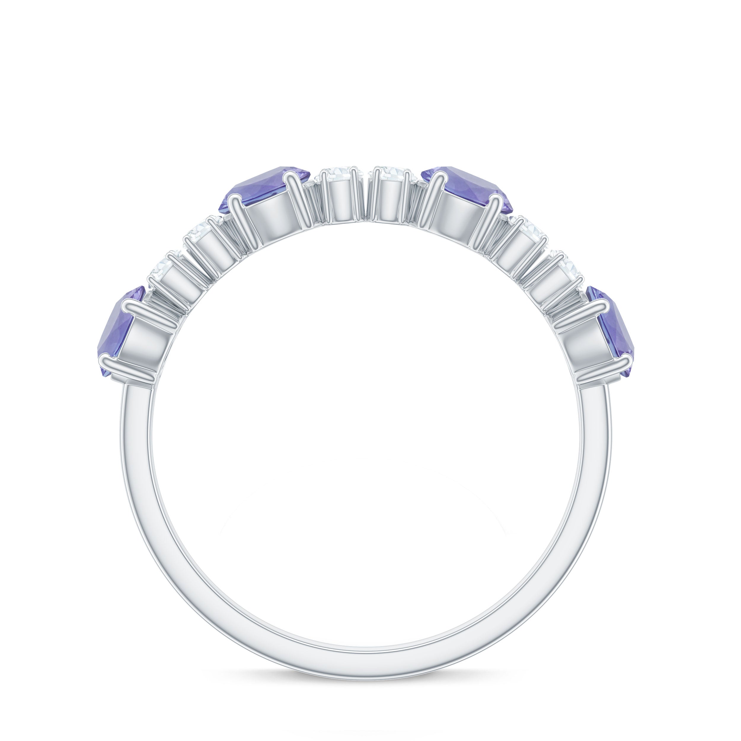 Real Tanzanite Wedding Half Eternity Ring Tanzanite - ( AAA ) - Quality - Rosec Jewels