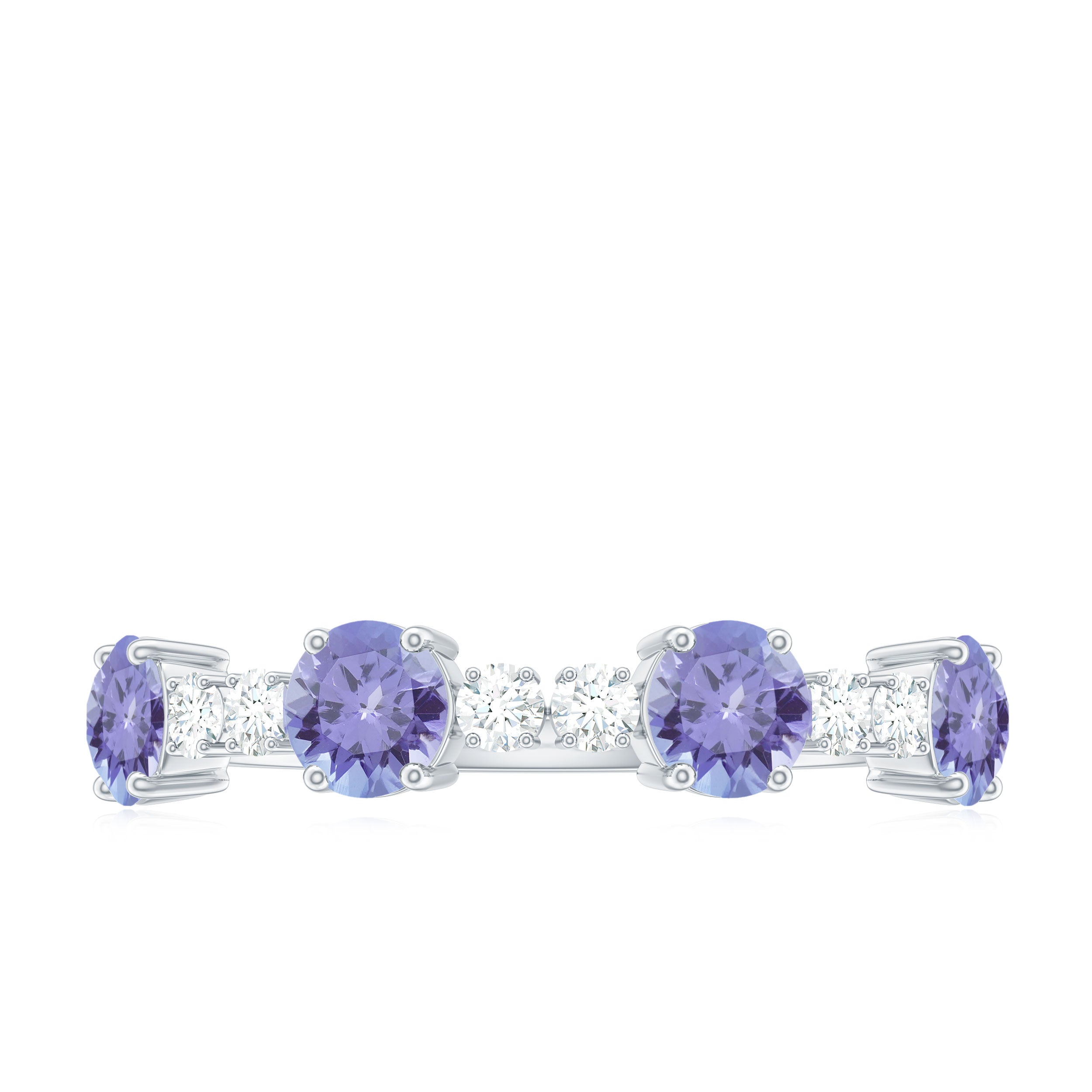 Real Tanzanite Wedding Half Eternity Ring Tanzanite - ( AAA ) - Quality - Rosec Jewels