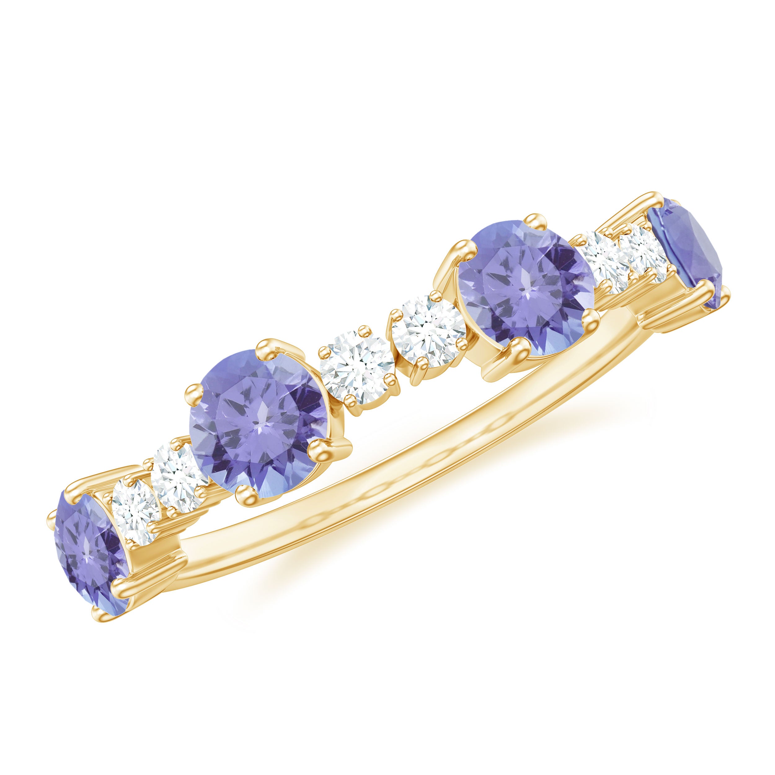 Real Tanzanite Wedding Half Eternity Ring Tanzanite - ( AAA ) - Quality - Rosec Jewels