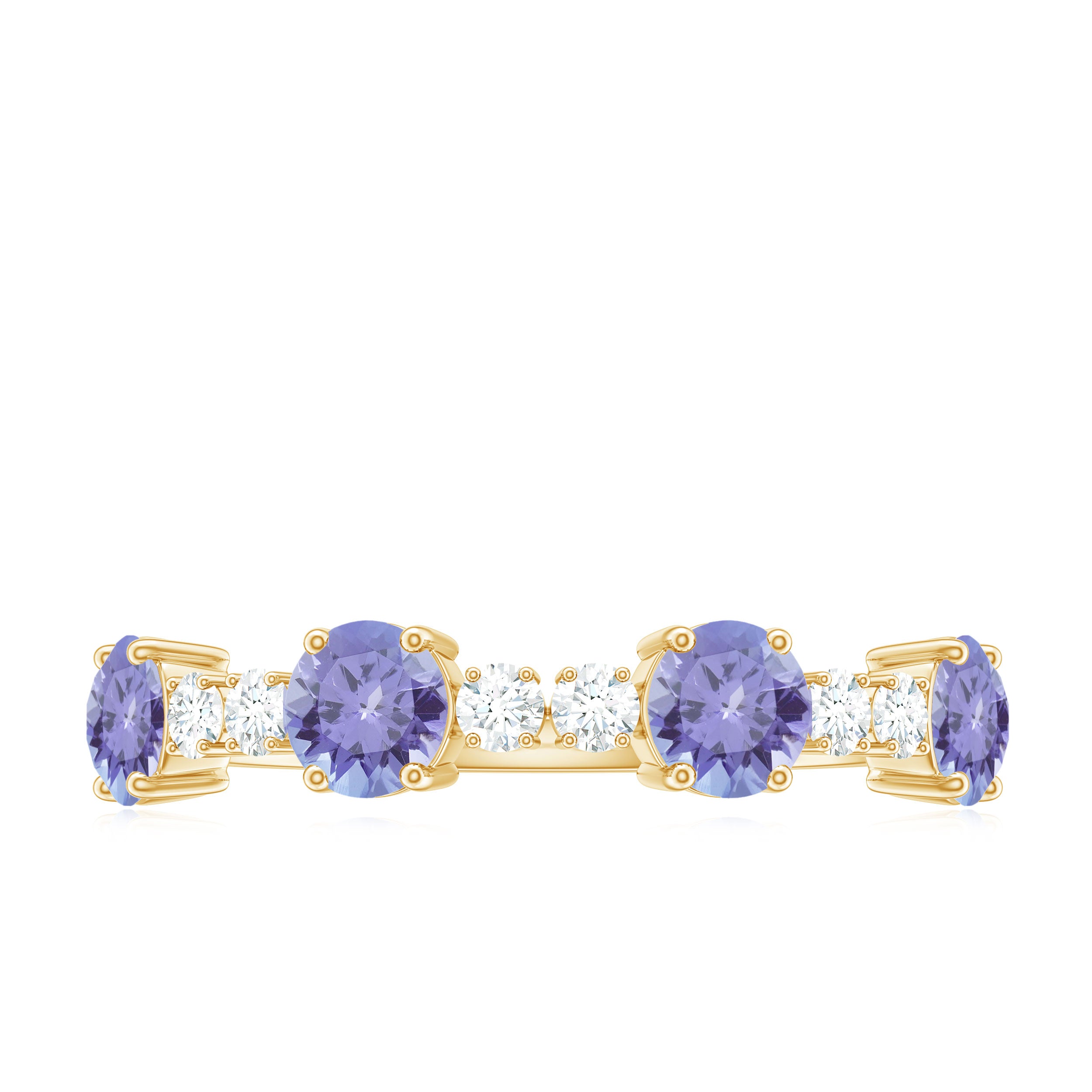 Real Tanzanite Wedding Half Eternity Ring Tanzanite - ( AAA ) - Quality - Rosec Jewels