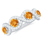 Real Citrine and Moissanite Minimal Braided Eternity Ring Citrine - ( AAA ) - Quality - Rosec Jewels