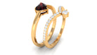 Real Red Garnet Heat Ring Set with Diamond Garnet - ( AAA ) - Quality - Rosec Jewels