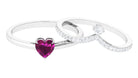 1.25 CT Heart Shape Rhodolite and Diamond Ring Set Rhodolite - ( AAA ) - Quality - Rosec Jewels