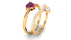 1.25 CT Heart Shape Rhodolite and Diamond Ring Set Rhodolite - ( AAA ) - Quality - Rosec Jewels