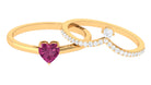 Heart Shape Pink Tourmaline Ring Set with Diamond Pink Tourmaline - ( AAA ) - Quality - Rosec Jewels