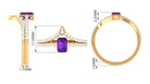 Emerald Cut Amethyst and Diamond Ring Set Amethyst - ( AAA ) - Quality - Rosec Jewels