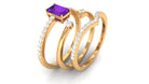 Certified Amethyst and Diamond Stackable Ring Set Amethyst - ( AAA ) - Quality - Rosec Jewels