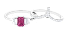 Pink Tourmaline Stackable Ring Set with Moissanite Pink Tourmaline - ( AAA ) - Quality - Rosec Jewels