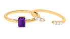 Natural Amethyst and Diamond Stackable Ring Set Amethyst - ( AAA ) - Quality - Rosec Jewels