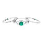 Natural Emerald and Moissanite Stackable Ring Set Emerald - ( AAA ) - Quality - Rosec Jewels