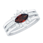 Garnet Stackable Ring Set with Diamond Stones Garnet - ( AAA ) - Quality - Rosec Jewels