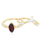 Natural Garnet and Diamond Ring Set Garnet - ( AAA ) - Quality - Rosec Jewels