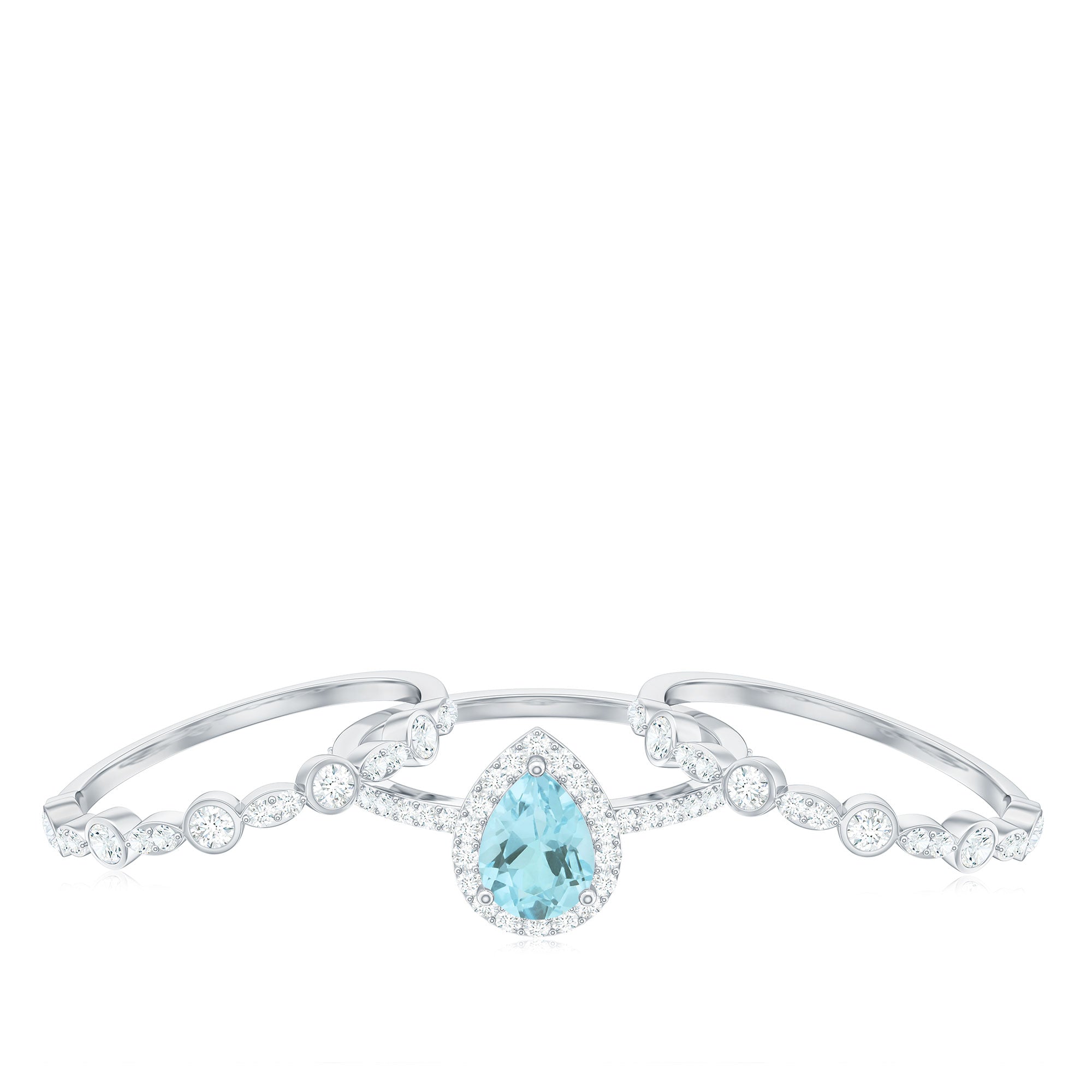 2.25 CT Sky Blue Topaz and Moissanite Solitaire Bridal Ring Set Sky Blue Topaz - ( AAA ) - Quality - Rosec Jewels