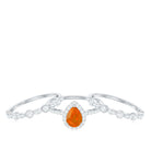 Pear Cut Fire Opal Bridal Trio Ring Set with Moissanite Band Fire Opal - ( AAA ) - Quality - Rosec Jewels