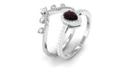 Garnet Vintage Teardrop Wedding Ring Set with Diamond Garnet - ( AAA ) - Quality - Rosec Jewels