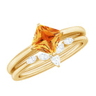 Princess Cut Citrine and Diamond Solitaire Ring Set Citrine - ( AAA ) - Quality - Rosec Jewels