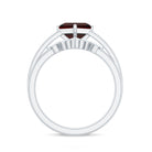 Princess Cut Garnet and Diamond Solitaire Ring Set Garnet - ( AAA ) - Quality - Rosec Jewels