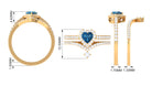 Heart Shape London Blue Topaz Ring Set with Diamond London Blue Topaz - ( AAA ) - Quality - Rosec Jewels