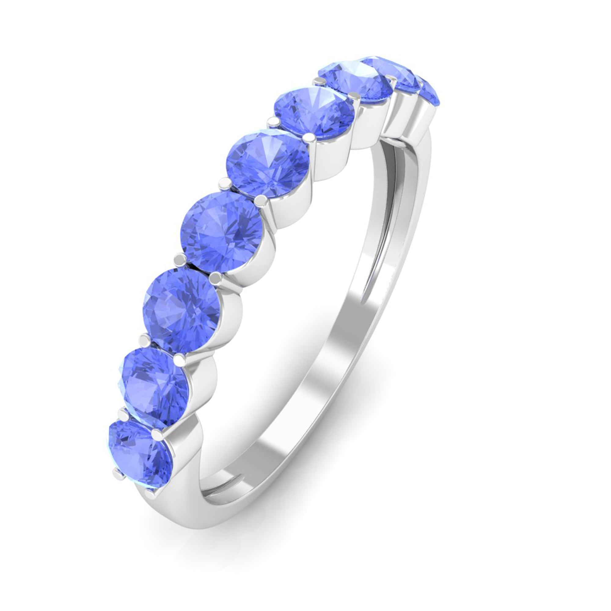 1.25 CT Natural Tanzanite Semi Eternity Ring in Gold Tanzanite - ( AAA ) - Quality - Rosec Jewels