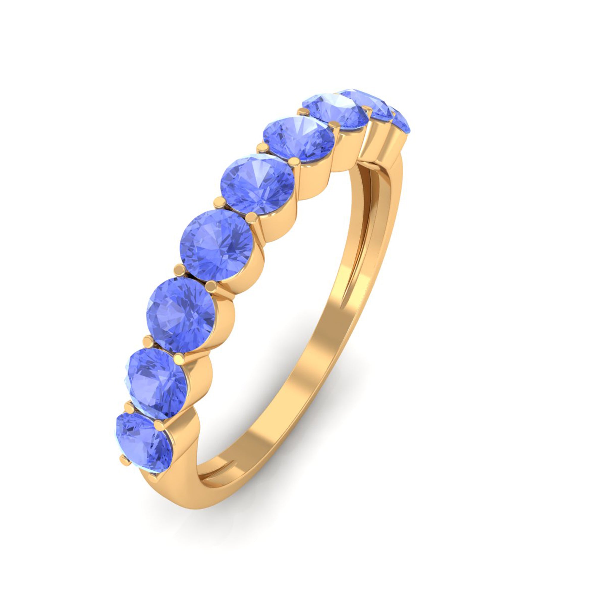 1.25 CT Natural Tanzanite Semi Eternity Ring in Gold Tanzanite - ( AAA ) - Quality - Rosec Jewels