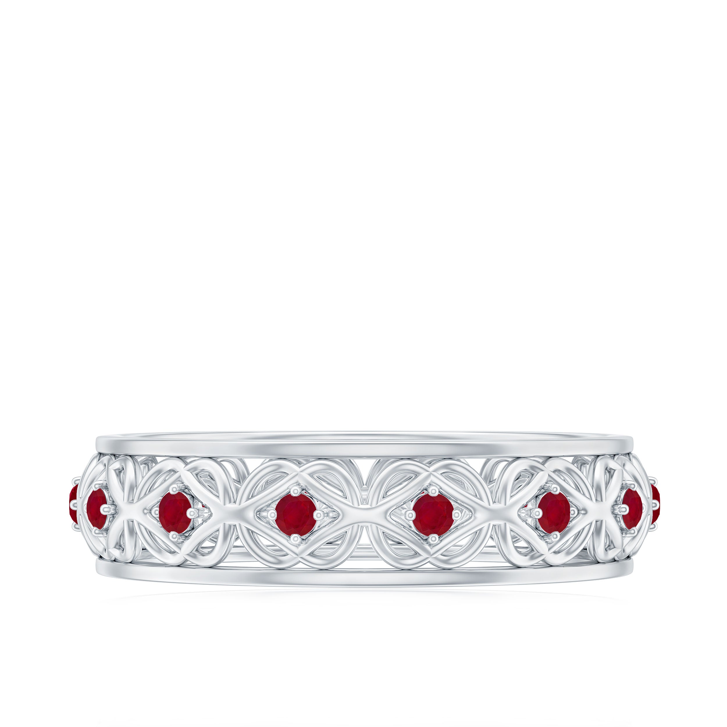 1/2 CT Ruby Celtic Band Ring in 4 Prong Diagonal Setting Ruby - ( AAA ) - Quality - Rosec Jewels