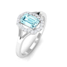 3/4 Ct Aquamarine Floral Halo Engagement Ring with Diamond Aquamarine - ( AAA ) - Quality - Rosec Jewels