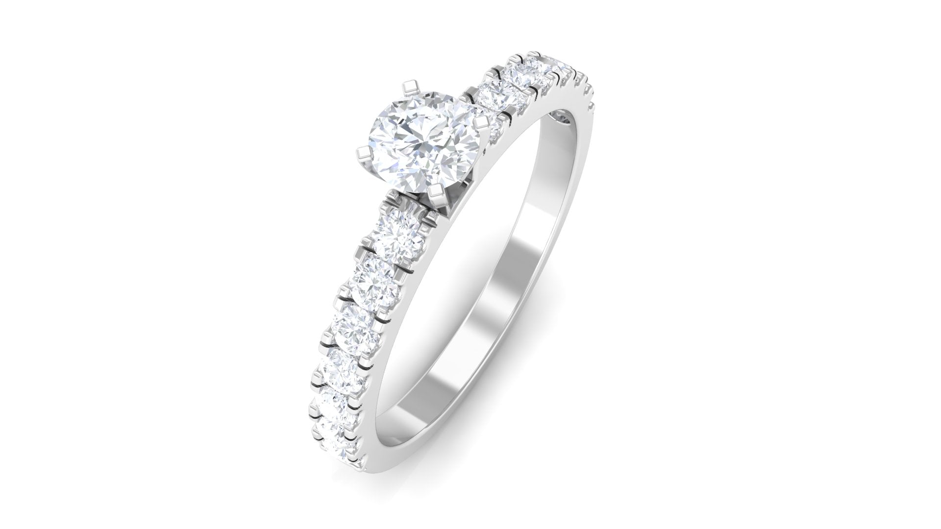 Two Tone Gold Diamond Solitaire Engagement Ring Diamond - ( HI-SI ) - Color and Clarity - Rosec Jewels