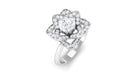 1 CT Zircon Vintage Floral Engagement Ring Zircon - ( AAAA ) - Quality - Rosec Jewels