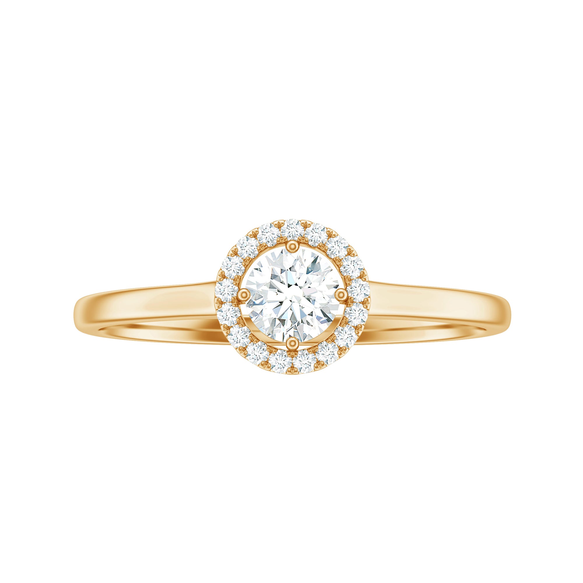 Certified Moissanite Halo Promise Ring in Gold Moissanite - ( D-VS1 ) - Color and Clarity - Rosec Jewels