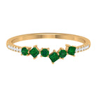 1/4 CT Created Emerald and Diamond Minimal Ring Lab Created Emerald - ( AAAA ) - Quality - Rosec Jewels