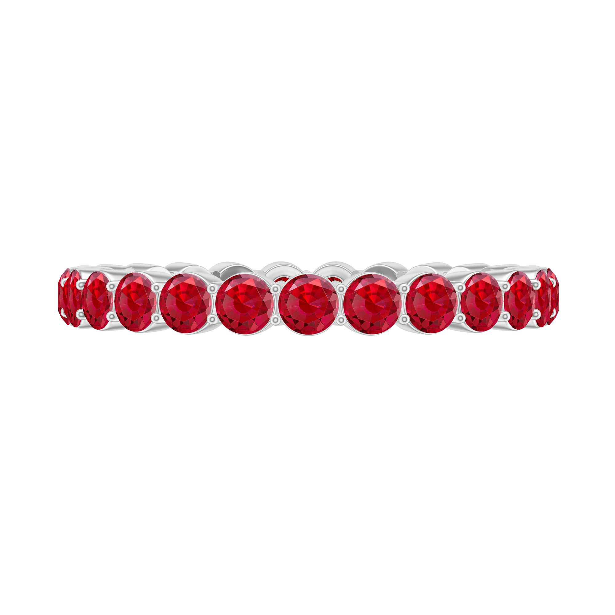 Round Lab-Created Ruby Full Eternity Ring in Gold Lab Created Ruby - ( AAAA ) - Quality - Rosec Jewels