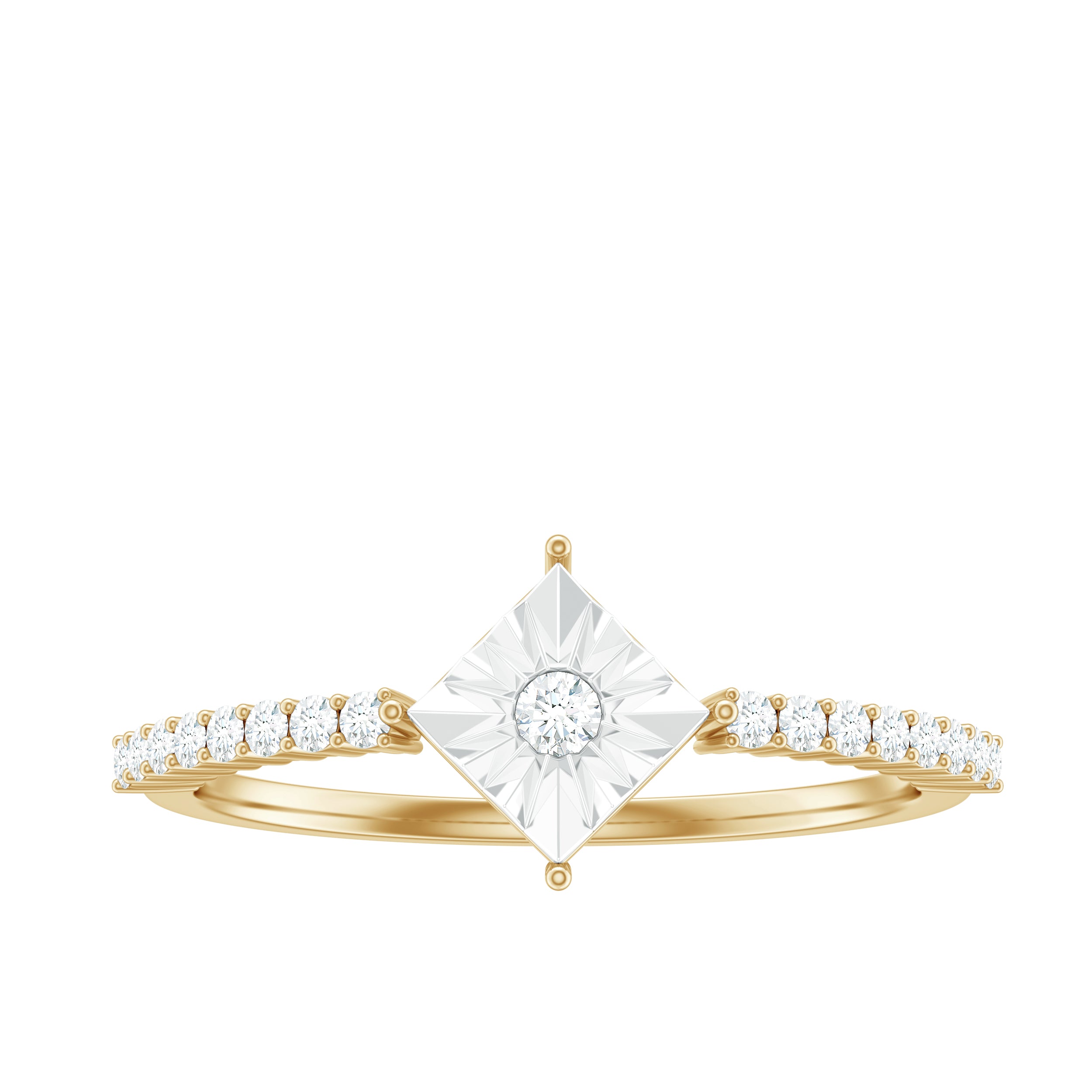 Round Cut Diamond Promise Ring in Illusion Setting Diamond - ( HI-SI ) - Color and Clarity - Rosec Jewels