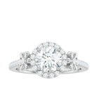 Certified Moissanite Flower Engagement Ring in Gold Moissanite - ( D-VS1 ) - Color and Clarity - Rosec Jewels