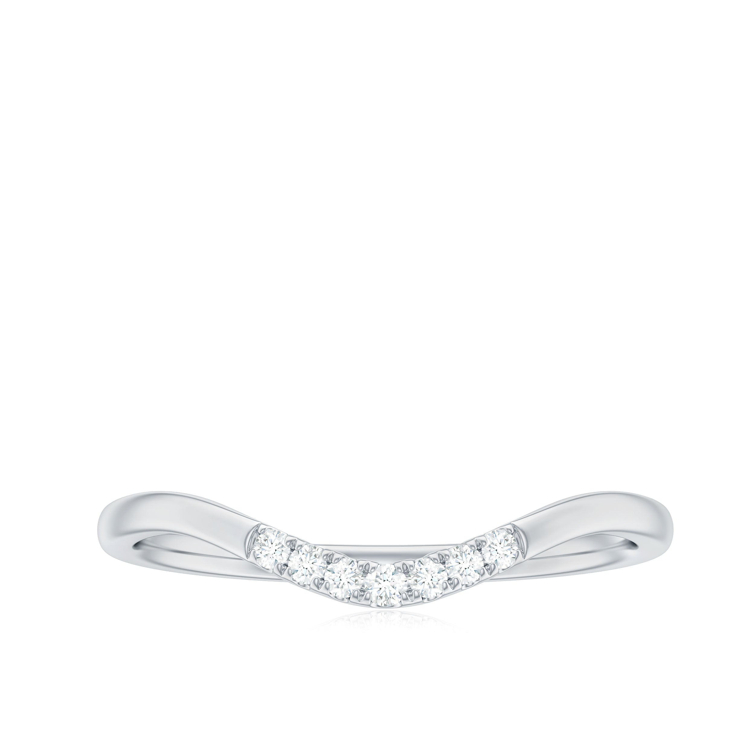 Natural Diamond Curved Stackable Ring in Gold Diamond - ( HI-SI ) - Color and Clarity - Rosec Jewels