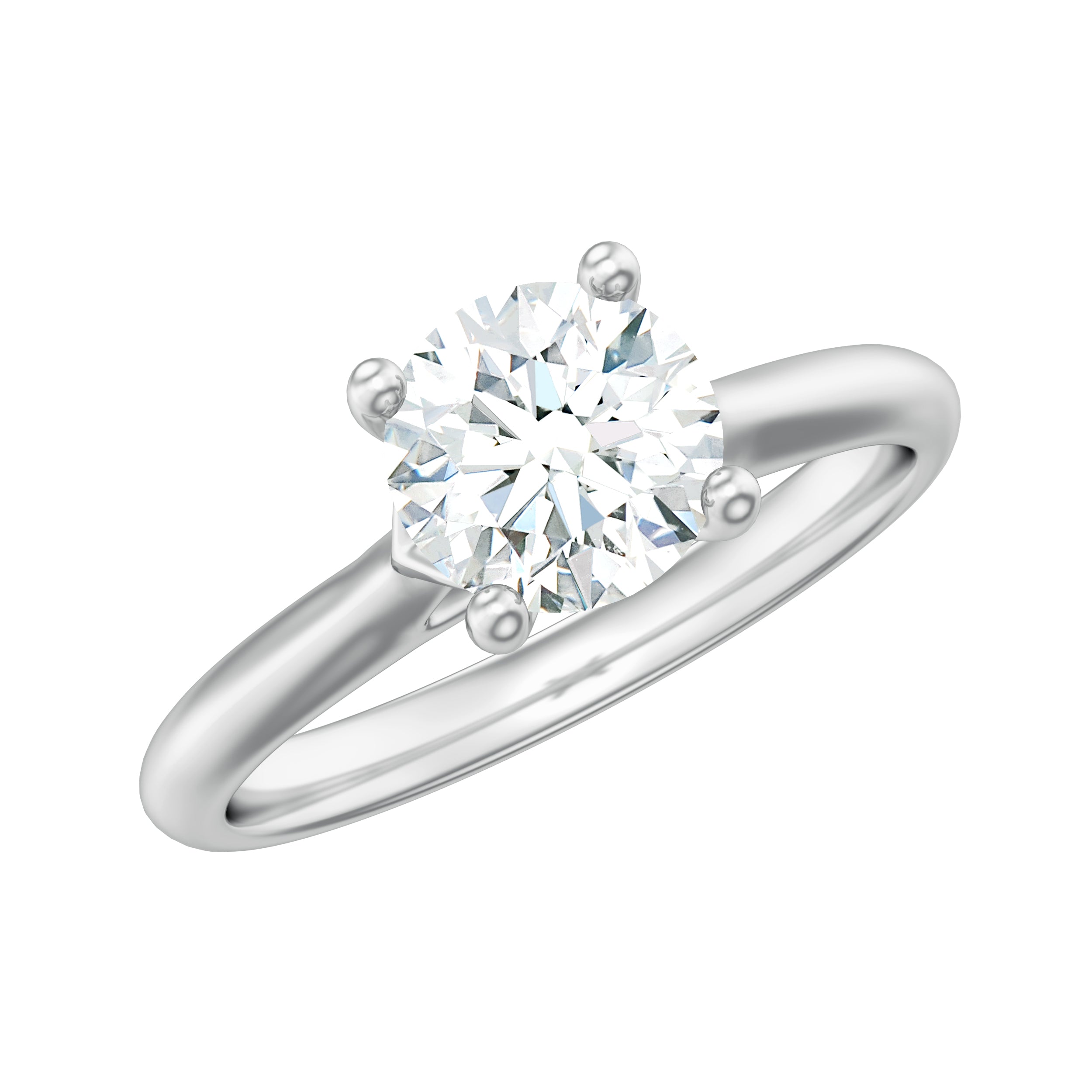 1 CT Round Cut Certified Moissanite Solitaire Ring in Gold Moissanite - ( D-VS1 ) - Color and Clarity - Rosec Jewels