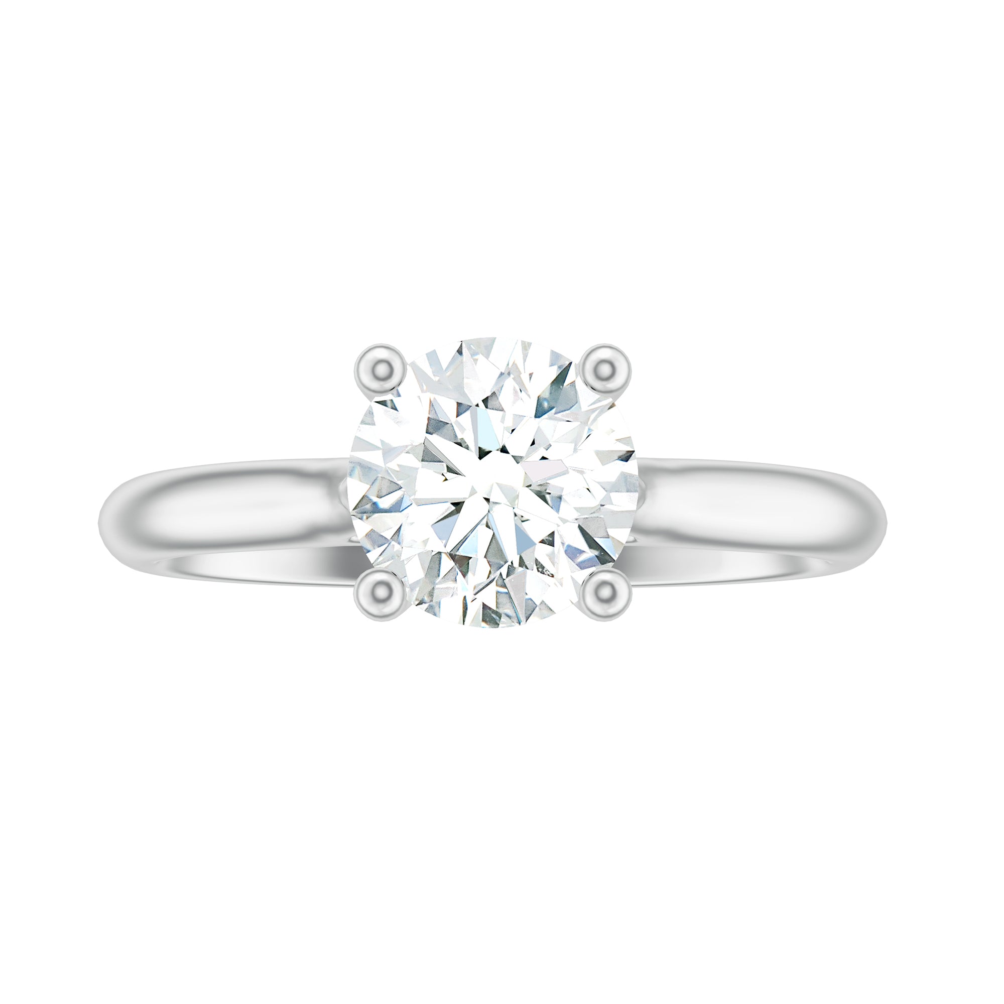 1 CT Round Cut Certified Moissanite Solitaire Ring in Gold Moissanite - ( D-VS1 ) - Color and Clarity - Rosec Jewels