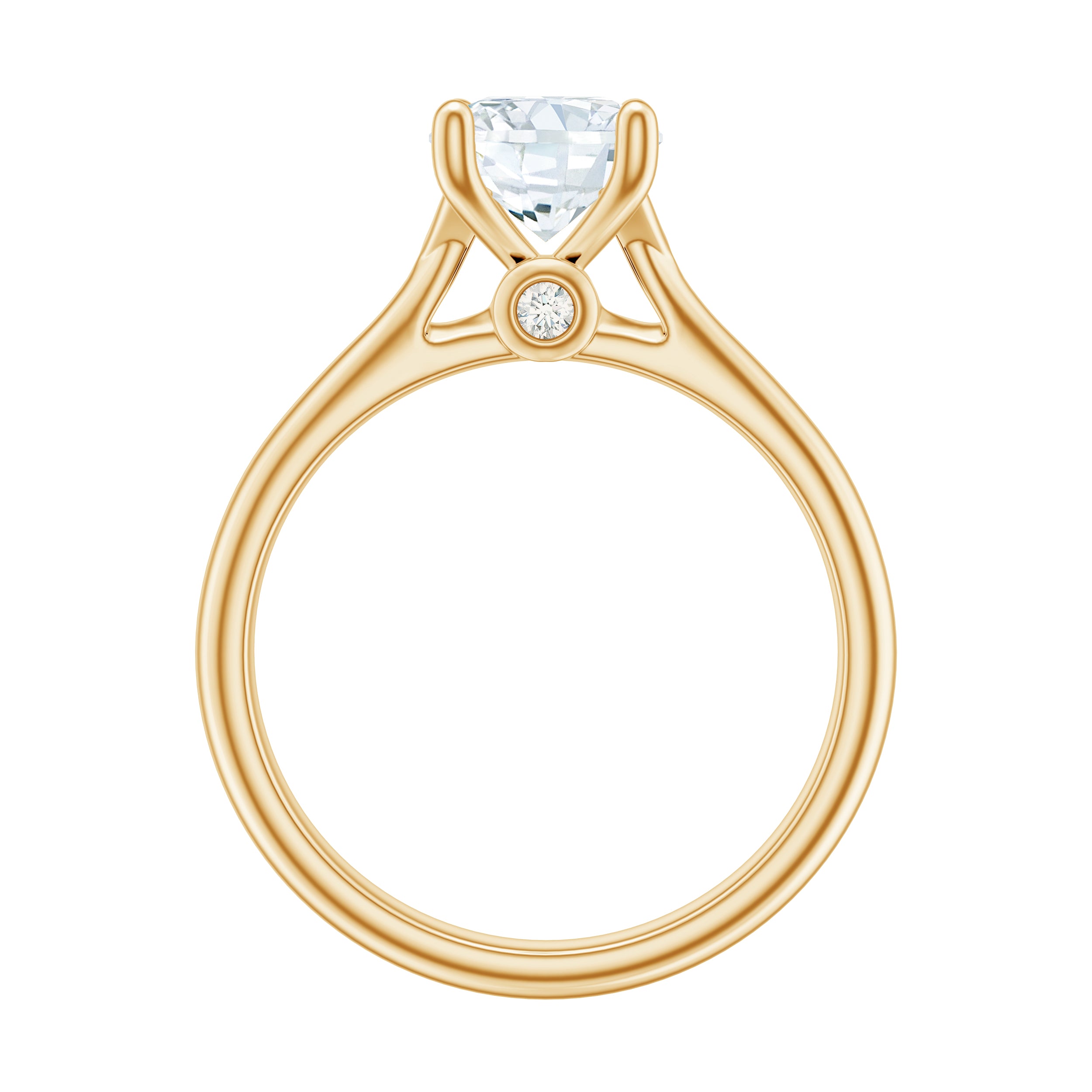 1 CT Round Cut Certified Moissanite Solitaire Ring in Gold Moissanite - ( D-VS1 ) - Color and Clarity - Rosec Jewels