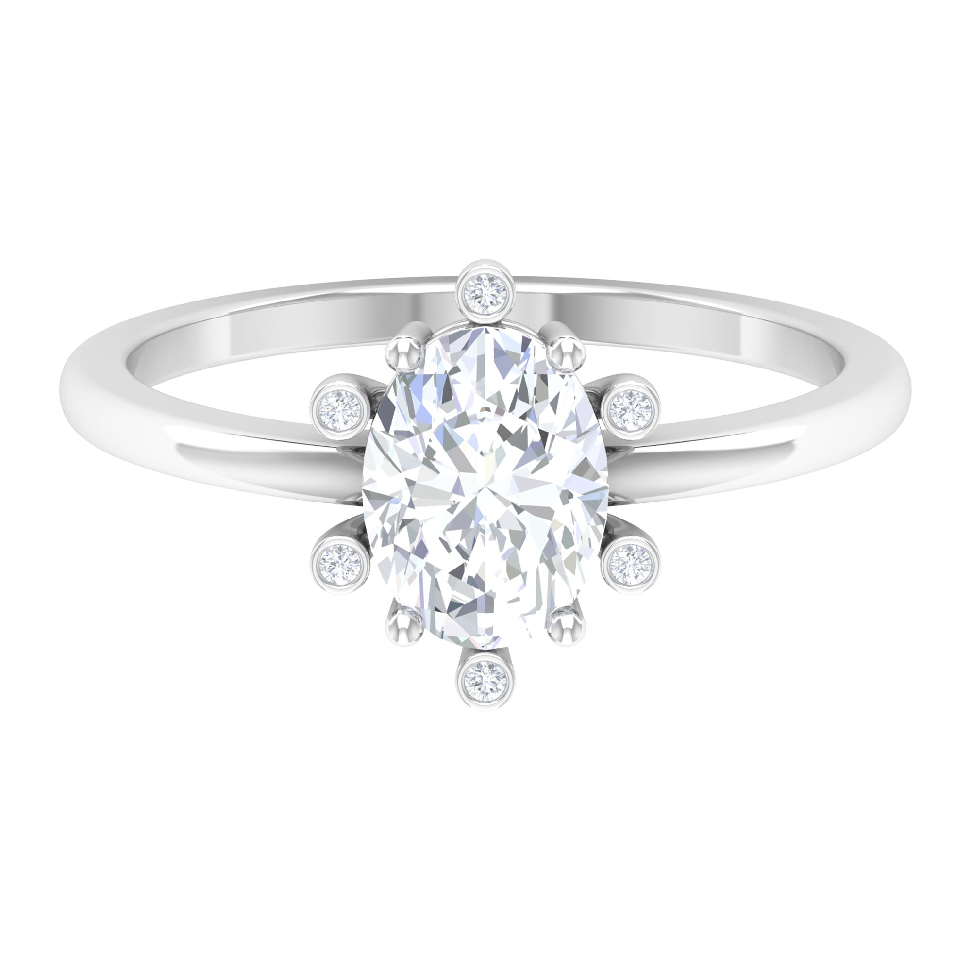 1.25 CT Certified Moissanite Hexagon Halo Engagement Ring Moissanite - ( D-VS1 ) - Color and Clarity - Rosec Jewels