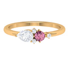 Pink Tourmaline and Moissanite Cluster Promise Ring Pink Tourmaline - ( AAA ) - Quality - Rosec Jewels