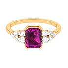 3 CT Designer Rhodolite Engagement Ring with Diamond Rhodolite - ( AAA ) - Quality - Rosec Jewels