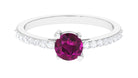 1.25 CT Rhodolite Solitaire Promise Ring with Moissanite Accent Rhodolite - ( AAA ) - Quality - Rosec Jewels