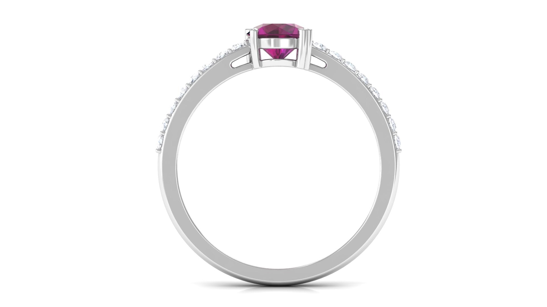 1.25 CT Rhodolite Solitaire Promise Ring with Moissanite Accent Rhodolite - ( AAA ) - Quality - Rosec Jewels